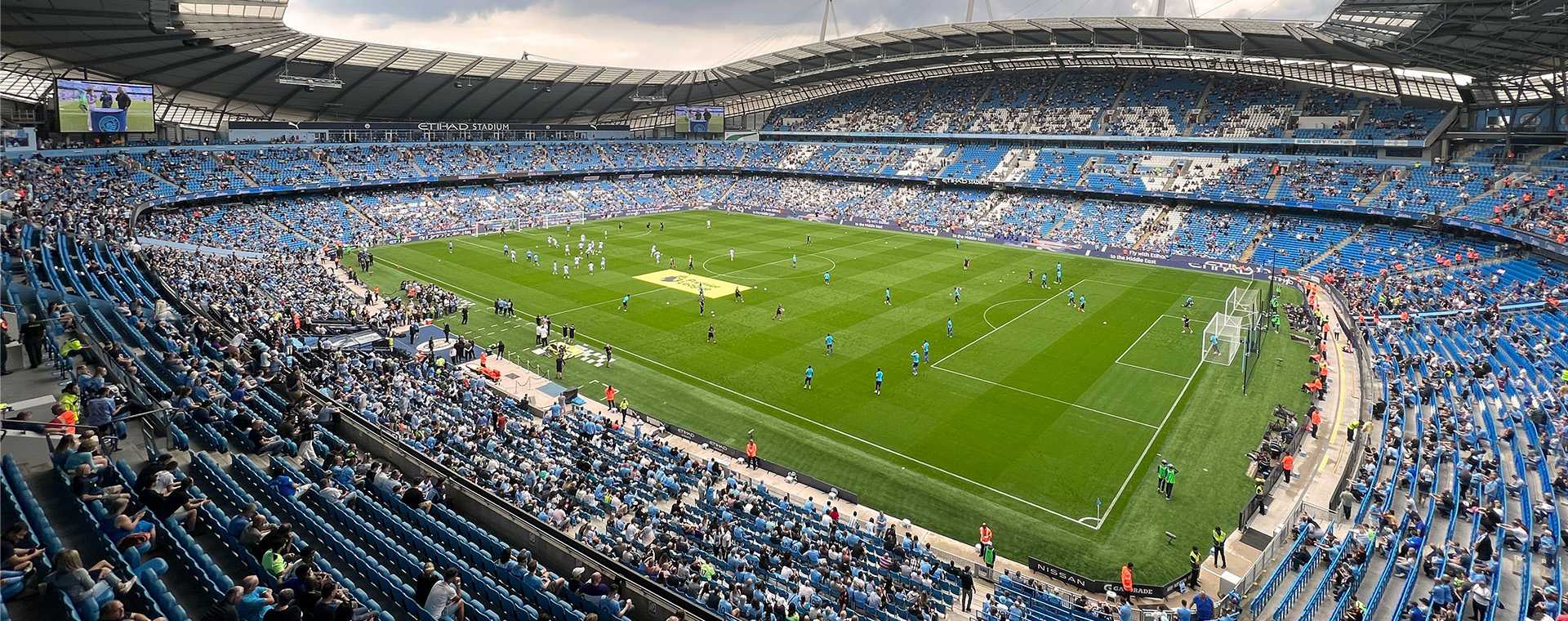 A football stadium viewed from the stands