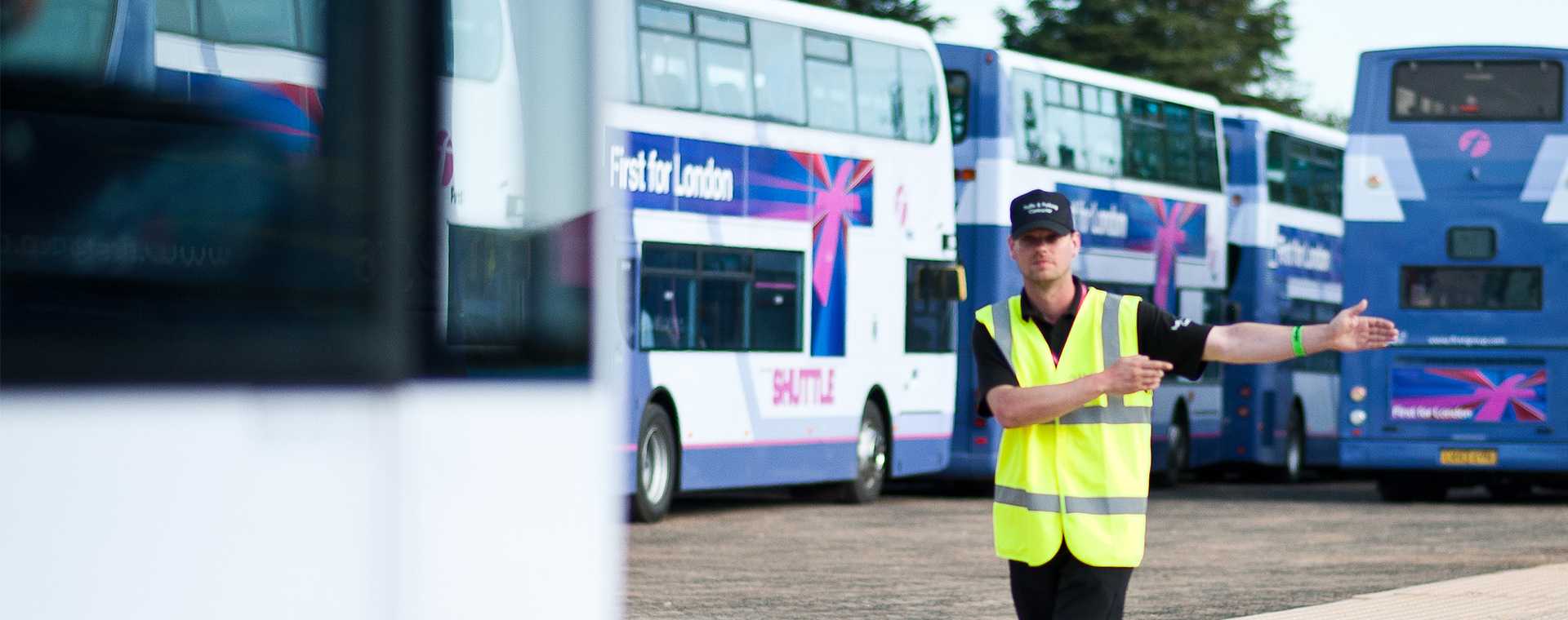 A Tracsis Events Marshal directing traffic