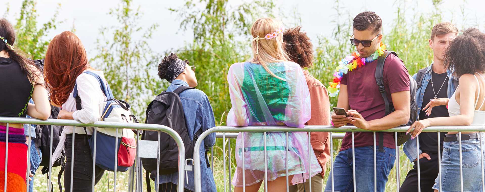 Customers queueing at a festival