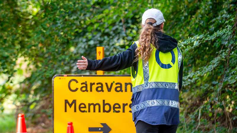 A Tracsis Events Marshal directing traffic
